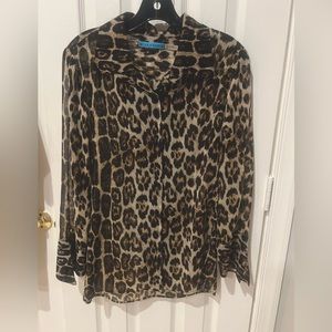 Alice and Olivia Button down leopard blouse